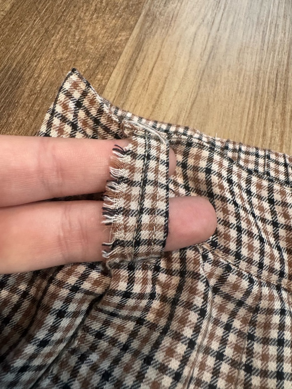 Kenzie + Francesca’s Brown and Cream Plaid Wide-Leg Pants, Size Large - Picture 12 of 16